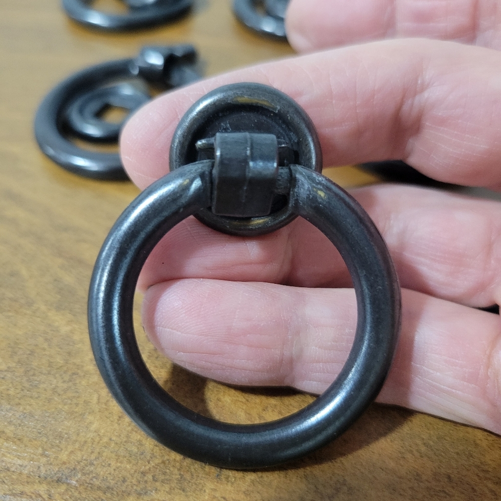Keystone Accents Gunmetal Iron 1-3/4" Pendant Ring Drop Pull Set Of 7